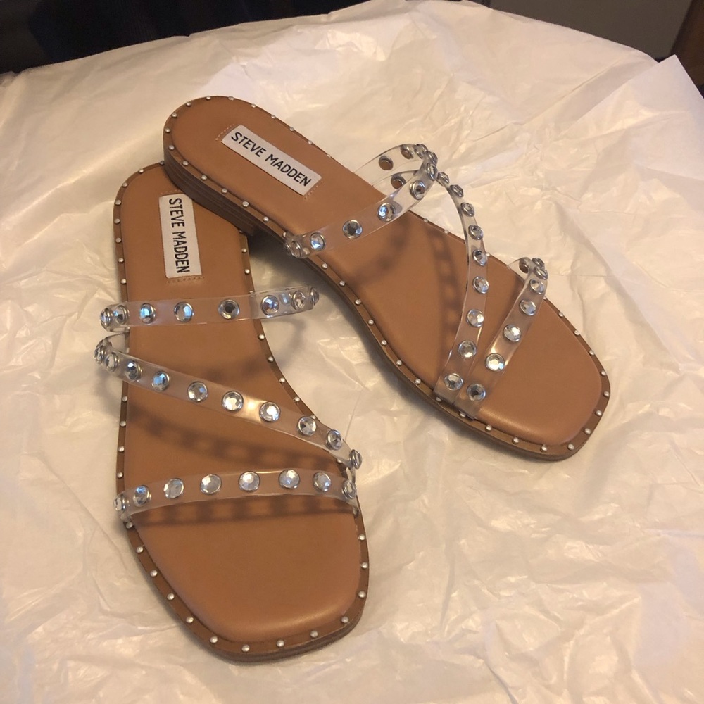 Steve Madden Skyler Clear Studded Sandals
